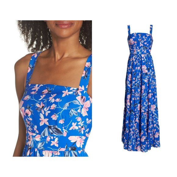 NEW Women's Eliza J Size 16 Floral Tiered Maxi Dress, - Blue MSRP $168 - Picture 2 of 12